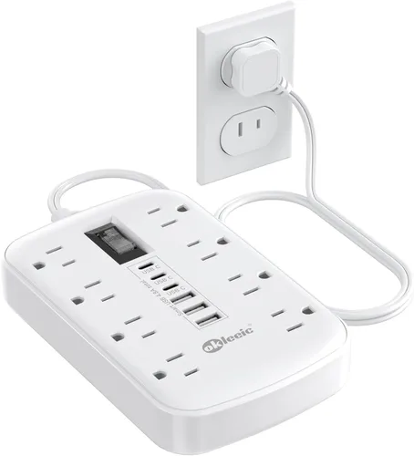 Miniatura 13 de Extensor de enchufe plano con cable de 12 pulgadas, protector contra sobretensiones, adaptador divisor de enchufe de extensión de enchufe plano, 12