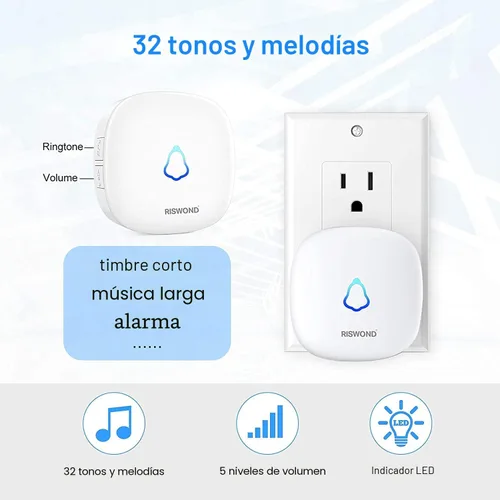Miniatura 2 de Timbre de puerta con sensor de movimiento inalámbrico: timbre de entrada de negocios, detector de movimiento para interiores zumbador