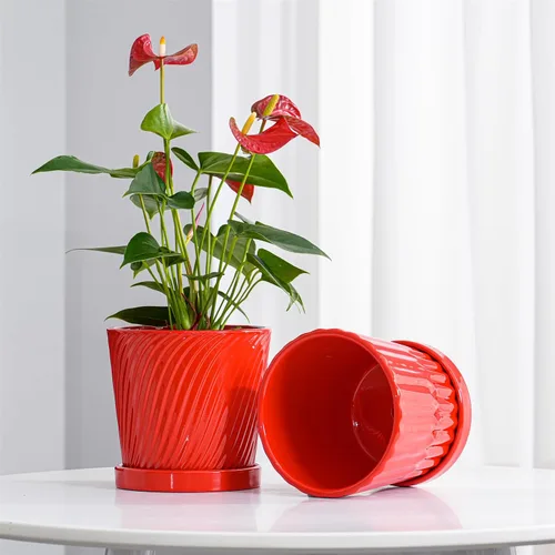 Miniatura 2 de Macetas Ton Sin, macetas de 6 pulgadas para plantas, maceta de cerámica con agujeros de drenaje, macetas de interior con platillo, macetas de jardín