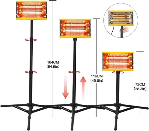 Miniatura 2 de DATOUBOSS Lámpara infrarroja para hornear pintura 2000w secador de secado de onda corta lámpara con soporte