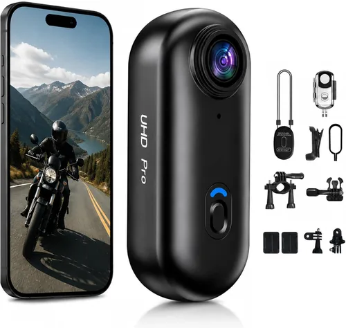 Cámara Corporal Mini 4K, Cámara de Cuerpo Portátil Thumb POV, Cámara de Acción Deportiva de Manos Libres Impermeable, Cámara Deportiva Portátil