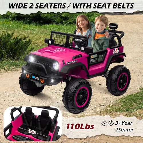 Miniatura 3 de OTTARO Autos de paseo conmutables de 24 V, 4 WD/2WD, camión eléctrico para niños de 2 plazas con asiento de 20 pulgadas, motores de 4 x 100 W, 4