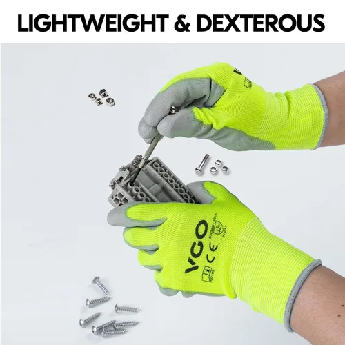 Miniatura 5 de Vgo... 10 pares de guantes de trabajo de seguridad, guantes de jardinería, revestimiento de poliuretano, guantes de inmersión, sin látex