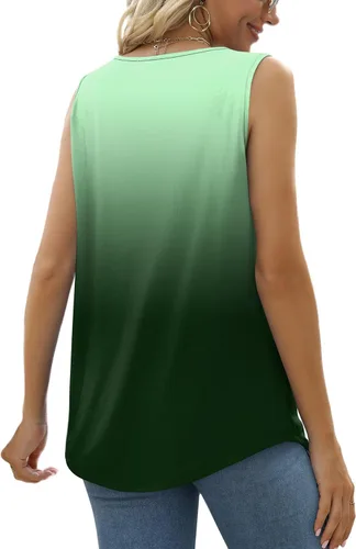 Miniatura 183 de Saloogoe - Camisetas sin mangas veraniegas para mujeres, plisadas con cuello cuadrado y dobladillo curvado, blusas de ajuste holgado con movimiento