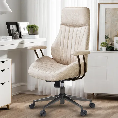 Silla de oficina para el hogar con respaldo alto, silla ejecutiva vintage de mediados de siglo, silla de oficina ergonómica y cómoda con soporte