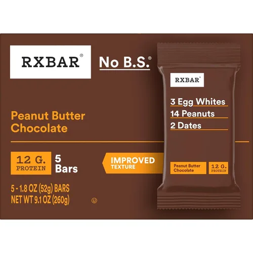 Miniatura 8 de RXBAR - Barras de proteína, con 12g de proteína, snacks libres de gluten, sabor a chocolate con mantequilla de maní (6 cajas, 30 barras)