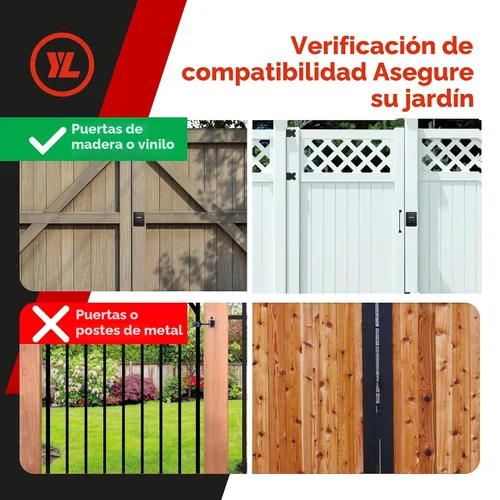 Miniatura 2 de Cerradura de portón – Cerradura de cerca sin llave segura y pestillo con acceso de 2 vías – Sistema fuerte y duradero para prevención de robos