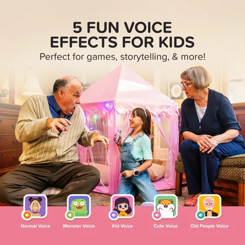 Miniatura 3 de myFirst Voice 2 - Mini máquina de karaoke para niños con micrófono inalámbrico y cambiador de voz Ai para niños, altavoz Bluetooth portátil, Rosado