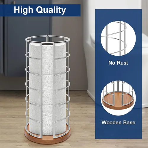 Miniatura 4 de NearMoon Soporte organizador de papel higiénico, almacenamiento independiente de 3 rollos de papel higiénico, accesorio de baño de metal, soporte
