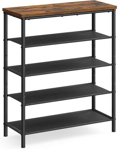 Miniatura 8 de VASAGLE - Zapatero organizador de 4 niveles para entrada y armario, con capacidad para 9-12 pares de zapatos, 3 estantes de tela, estructura
