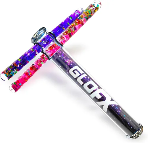 Miniatura 10 de GloFX Aurora Borealis Liquid X - Juguete de tubo caleidoscopio - Varitas de purpurina dobles (azul y verde azulado) - Incluye tubo, varitas