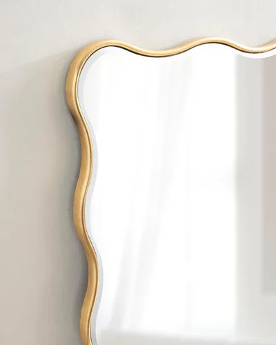 Miniatura 5 de Kate and Laurel Viona - Espejo rectangular festoneado moderno, 24 x 36 pulgadas, dorado, espejo ondulado decorativo con borde ondulado único y un