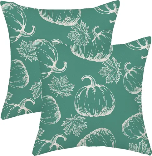 Miniatura 76 de AGAYNA Juego de 2 fundas de almohada decorativas con diseño de acuarela verde salvia para árbol de Navidad de 16 x 16 pulgadas, para sofá, invierno