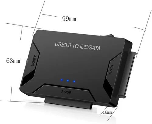 Miniatura 7 de Adaptador de disco duro USB 3.0 a IDE/SATA, convertidor externo para unidad óptica IDE SATA HDD SSD DVD, lector universal de disco duro con fuente