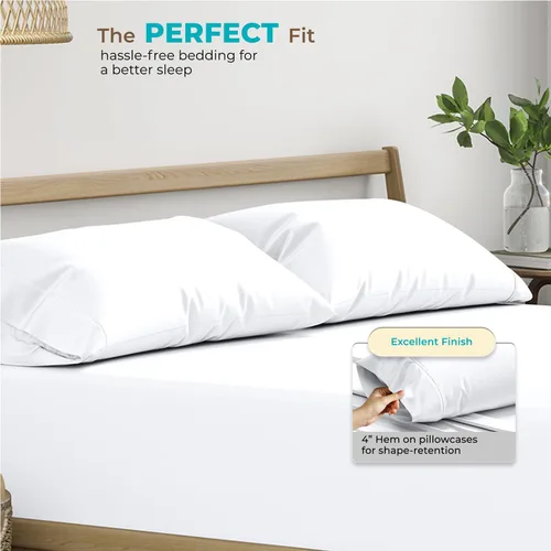 Miniatura 4 de THREAD SPREAD Fundas de almohada 100 % de algodón egipcio, fundas de almohada de 800 hilos, tamaño Queen / estándar, paquete de 2 unidades, suaves