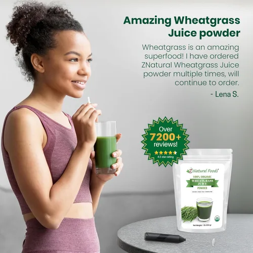 Miniatura 8 de Z Natural Foods Polvo de jugo de pasto de trigo orgánico, polvo superalimento para un envejecimiento saludable y digestión, ideal para jugos, yogur