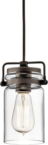 Miniatura 6 de Kichler Brinley - Colgante de cocina de 7.75 pulgadas en bronce antiguo, mini colgante de granja con vidrio transparente