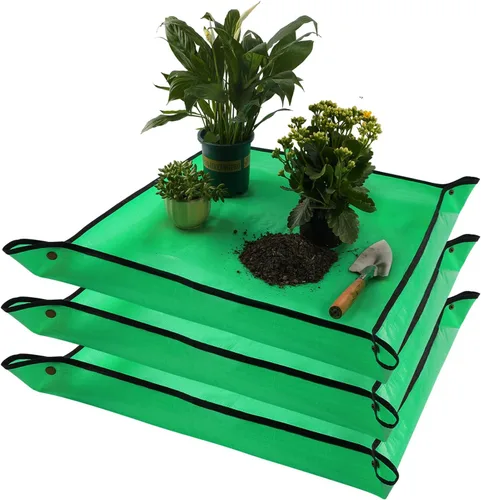 Miniatura 22 de Alfombrilla grande de 39.5" X 31.5" para trasplantar plantas de interior y control de tierra, bandeja portátil para macetas, regalos de plantas