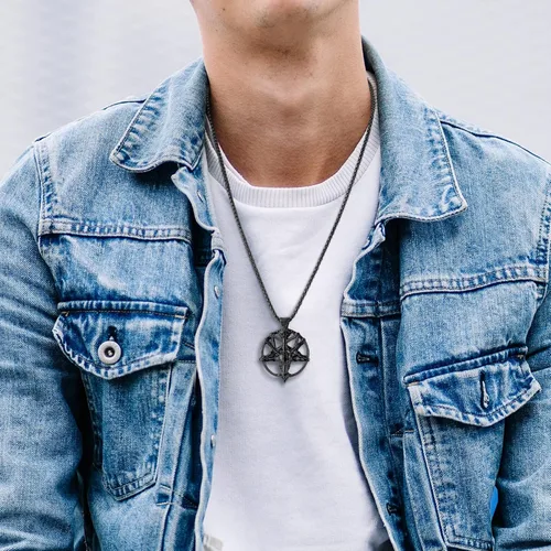 Miniatura 3 de Collar de Satán con dije de cabeza de cabra baphomet, collar de iglesia de Satanás, sello de baphomet, cabra satánica de Mendes, cabeza de cabra