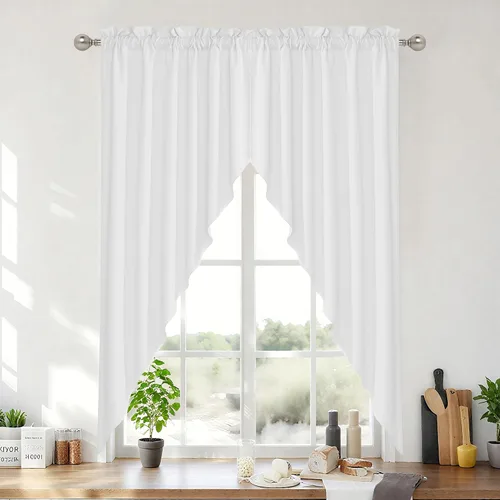 Miniatura 48 de RYB Home - Cortinas semitransparentes de lino Angora
