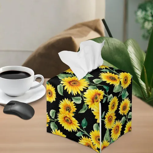 Miniatura 6 de ZFRXIGN Caja de pañuelos de hongos estética, funda cuadrada de piel sintética, organizador con cinturón inferior para tocador, encimera, mesita