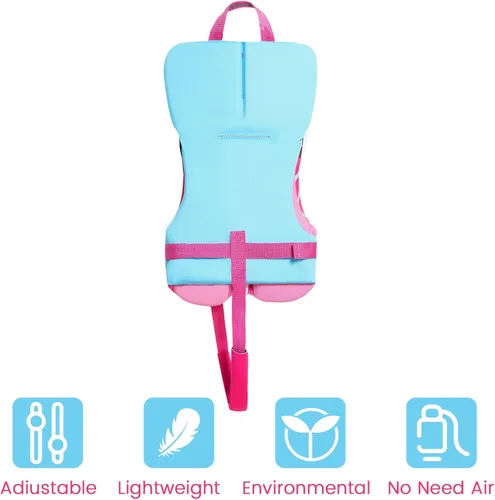 Miniatura 3 de Owntop Chaleco de natación para niños pequeños, chaqueta flotante, ayuda de natación para niños de 20-30-40-50 libras con correas de seguridad azul