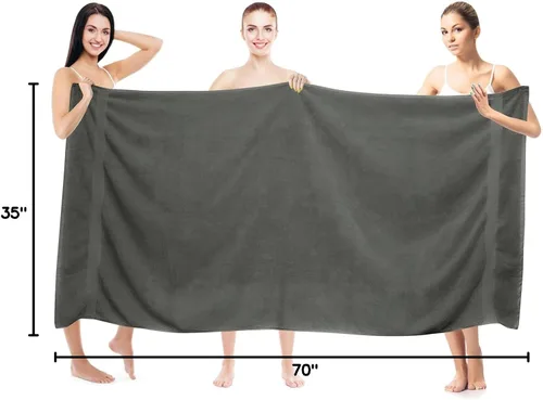 Miniatura 9 de Oakias Paquete de 2 toallas de baño de 35 x 70 pulgadas, color gris, toallas de baño extragrandes de 21.16 oz/m², 100% algodón hilado en anillo