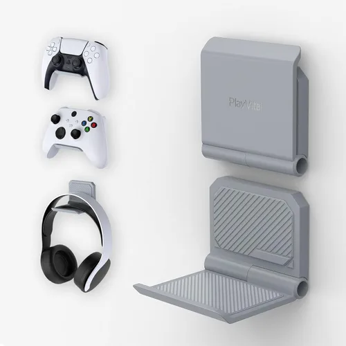 Miniatura 14 de PlayVital FOLD Soporte de Pared para Controlador para ps5 ps4 Xbox Switch 2 Pro Auriculares, Paquete de 2 Organizador de Almacenamiento Universal