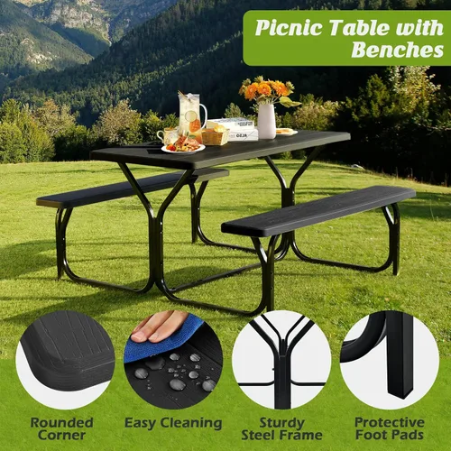 Miniatura 4 de Mesa de picnic al aire libre, negro