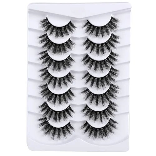 Miniatura 19 de Mebver Pestañas Pestañas postizas 8D Esponjosas Pestañas postizas Wispy de Visón Sintético Ligeras Pestañas postizas de Ojo de Gato Paquete de 7