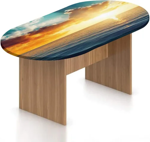 Miniatura 8 de XISUNYA Mantel ovalado ajustable para mesa de patio, poliéster elástico en el océano, mantel ajustable con estampado de tranquilidad para temporada