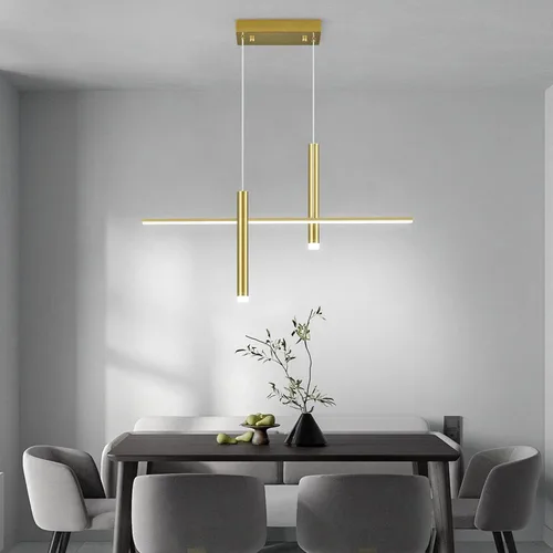 Miniatura 9 de Moderna lámpara colgante lineal LED con focos duales, regulable, 6000 K, luces colgantes de isla de cocina, candelabros negros chapados en isla