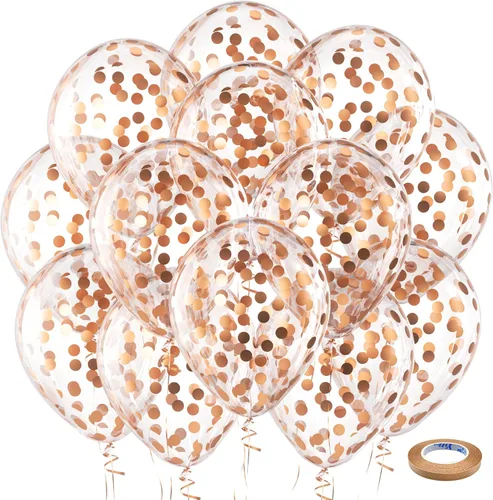 Miniatura 164 de Bezente - Globos de 12 pulgadas de látex con confeti para bodas, graduaciones, despedidas de soltera y cumpleaños, aptos para helio, dorado, 60