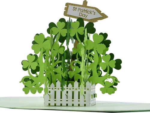 CUTE POPUP Tarjetas desplegables del día de San Patricio, nueva gran apertura con diseño único de trébol verde, detalles sofisticados vienen en un