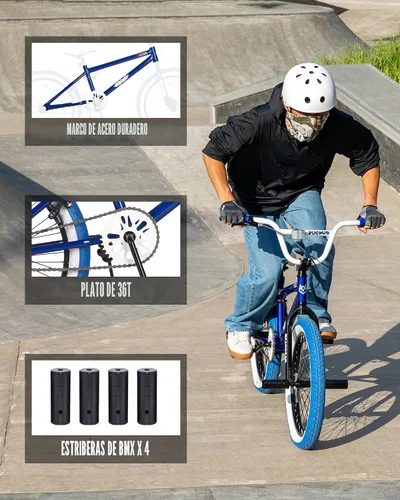 Miniatura 3 de vollsch Bicicletas BMX Freestyle de 18 y 20 pulgadas para adolescentes de 6 a 15 años de edad, niños, niñas, principiantes con palanca, varios Azul