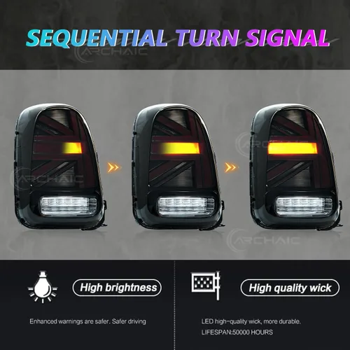 Miniatura 4 de Luces traseras compatibles con MINI Countryman Cooper/Coopers Hatchback F60 2017-2020, conjunto de luces traseras JCW Union Jack con señales de giro