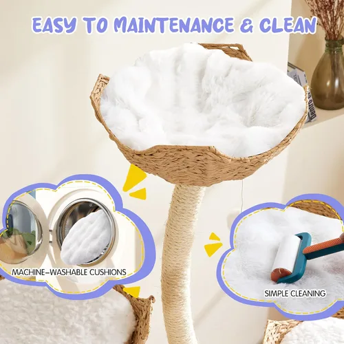 Miniatura 6 de Torre de Árbol para Gatos Moderna de 53" - Condominio para Gatos de Varios Niveles con Postes para Rascar para Gatos Pequeños y Grandes