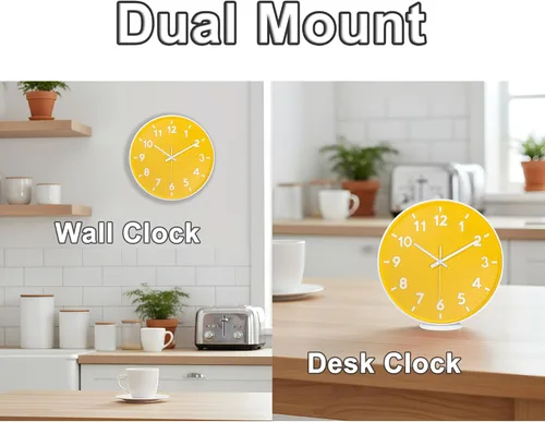 Miniatura 2 de JENLYSTIME Reloj moderno de 12 pulgadas para interiores y exteriores, esfera redonda brillante y colorida, reloj de pared silencioso de cuarzo que