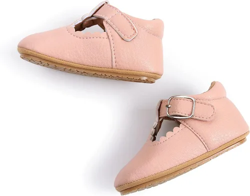Miniatura 5 de SENIURIS Baby Girls Mary Jane Flats Shoes with Non-Slip Soft Rubber Sole Toddler First Walking Princess Dress Shoes