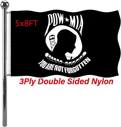 Miniatura 8 de Jayus Banderas militares Pow Mia de doble cara de 2 x 3 pulgadas para exteriores, nailon resistente 320D Pow You Are Not Forgotten Prisoner of War