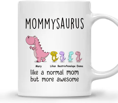 Miniatura 18 de Gossby Taza personalizada (1 niño) AUNTASAURUS Like a Normal Aunt but More Awesome - Taza de café para la abuela de parte de la nieta, nieto