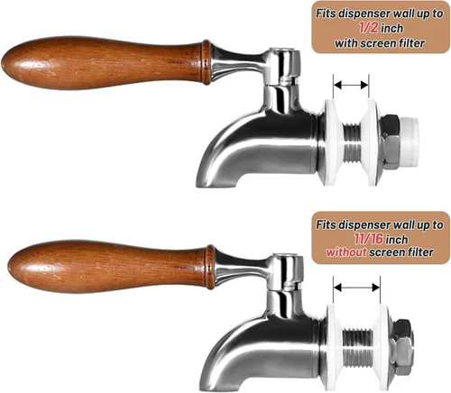 Miniatura 4 de Paquete de 2 dispensadores de bebidas de acero inoxidable para tarros de vidrio, jarra de agua, se adapta a apertura de 5/8 pulgadas, acabado