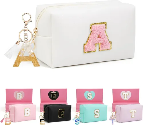Miniatura 86 de AIBFRID 2 piezas de bolsas de maquillaje iniciales para mujeres, regalos de cumpleaños para niñas de 4 5 6 7 8 9 10 11 12 años, bolsas de cosméticos