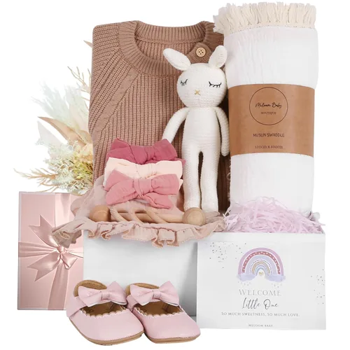 Miniatura 8 de meloom Juego de regalo para bebé, caja de regalo unisex para recién nacidos, artículos esenciales para bebés neutros de género bohemio, regalos