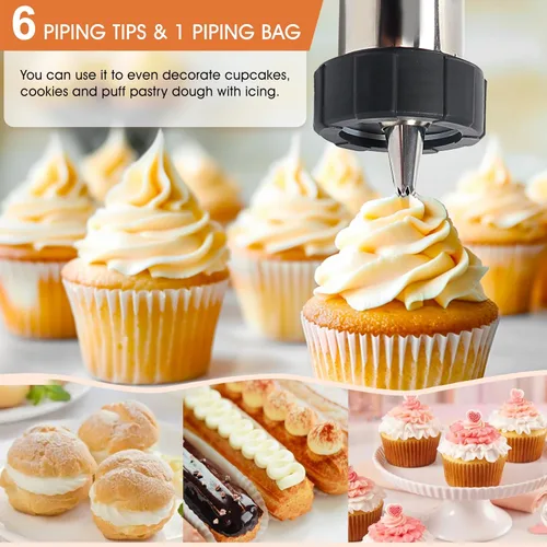 Miniatura 4 de Máquina para hacer churros, kit de pistola Churro de acero inoxidable de 21 piezas, pistola para hacer churros, juego de prensa de galletas, churro