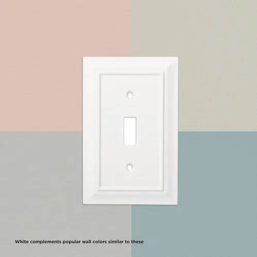 Miniatura 2 de Franklin Placa de pared/placa para interruptores/funda, simple, de arquitectura clásica, de bronce, Blanco, W35242-PW-C