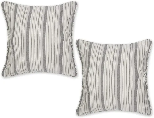 Miniatura 10 de DII Colección de fundas de almohada, algodón reciclado, cremallera oculta, 18x18, Dobby Plus, blanco roto, 2 piezas