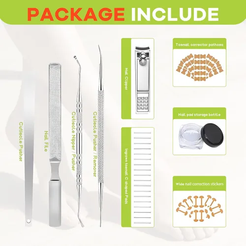 Miniatura 6 de Kit corrector de uñas encarnadas, herramientas de uñas, tiras de corrección transpirables con herramientas de levantamiento de uñas, cortaúñas