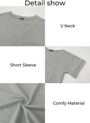 Miniatura 4 de Miholl Camiseta holgada, informal, de manga corta, con cuello en V, para mujer