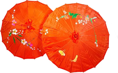 Miniatura 5 de TJ Global Pack de 2 sombrillas japonesas chinas tamaño 22.0 in para bodas, fotografías, disfraces, cosplay, decoración y otros eventos, 2 paraguas